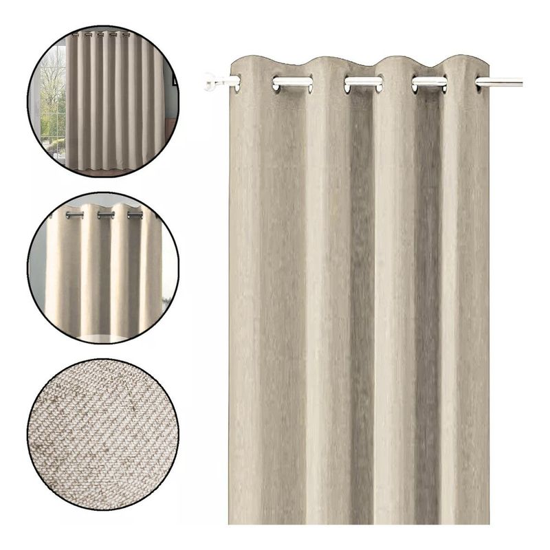 GENERICO - Cortina Blackout Engomada 140x220 Fibra Natural Beiti