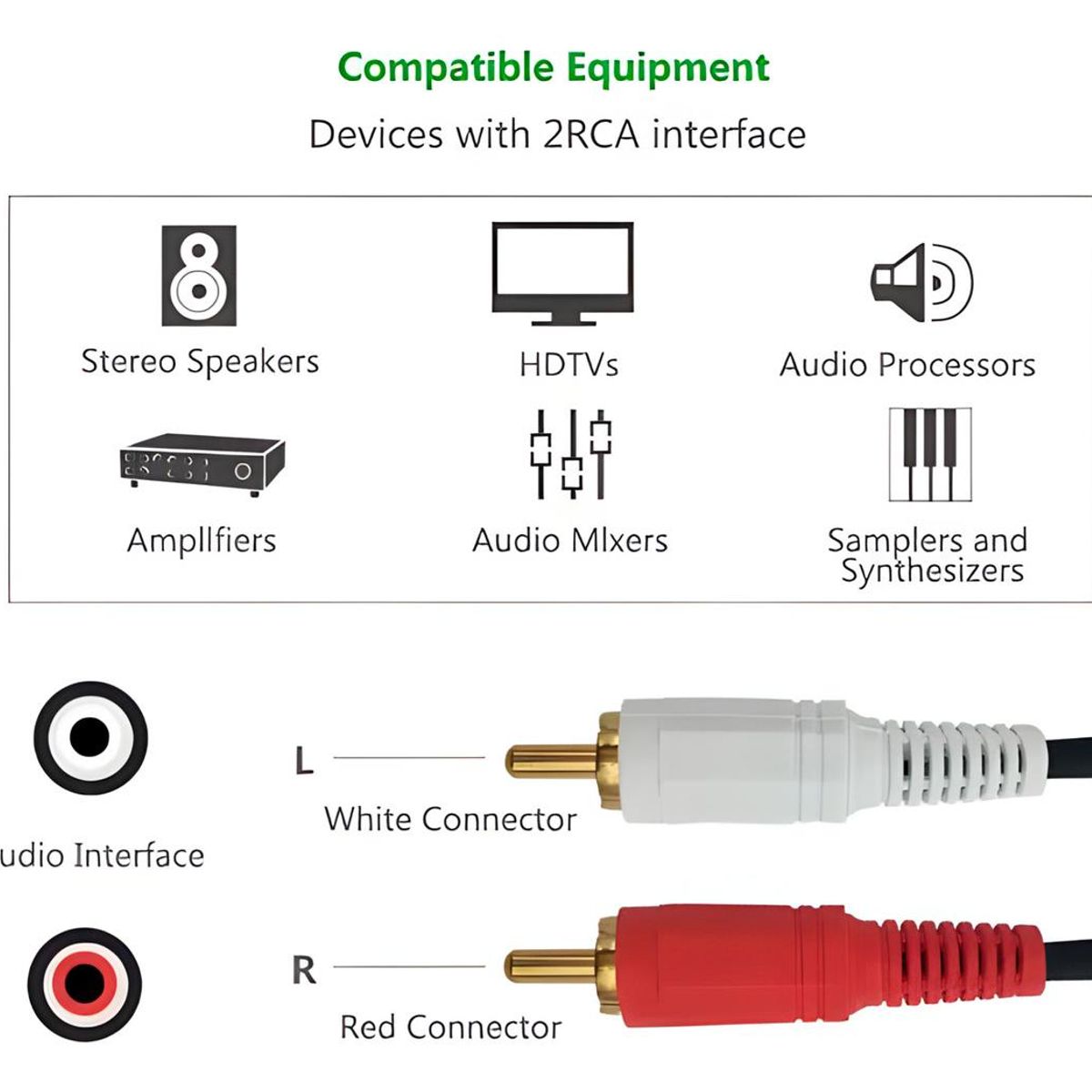 GENERICO - Cable RCA Audio 5 Metros Dual 35mm Macho a RCA