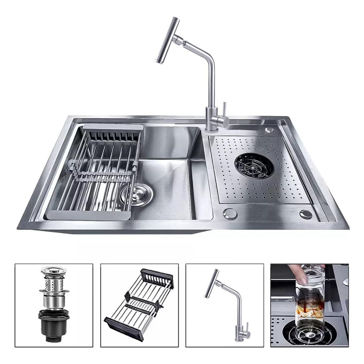 GENERICO - Lavaplatos Simple 80x50cm Acero Inoxidable con Grifo