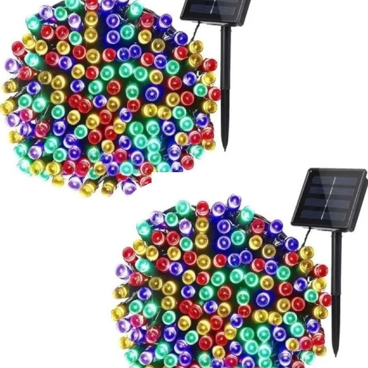 GENERICO - Pack 2 Guirnaldas Solares para Jardín 11m 100 LEDs