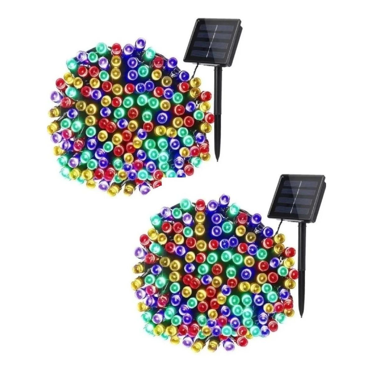 GENERICO - Pack 2 Guirnaldas Solares para Jardín 11m 100 LEDs