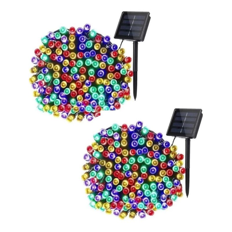 GENERICO - Pack 2 Guirnaldas Solares para Jardín 11m 100 LEDs
