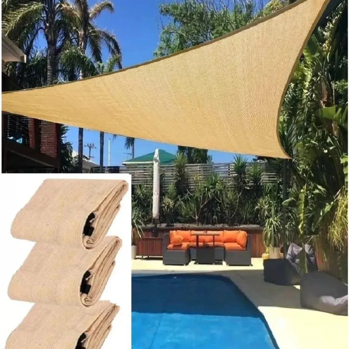 GENERICO - Toldo Vela Sombreador 3x3m de Poliéster Resistente al Sol