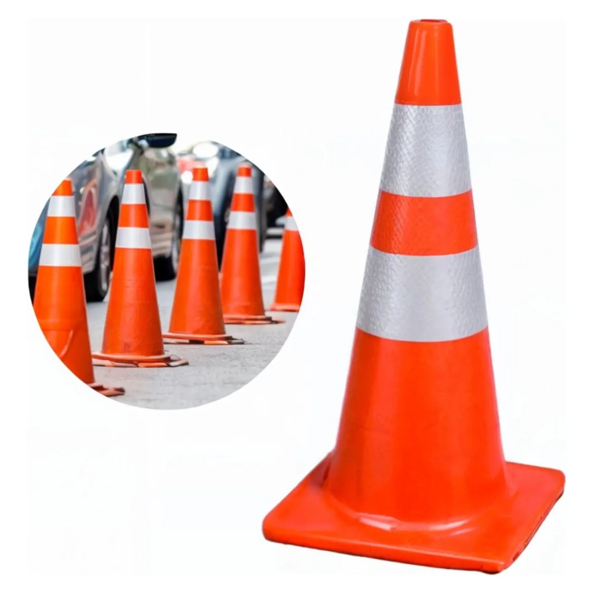 GENERICO - Cono de Seguridad Reflectante 70 cm con 2 Cintas