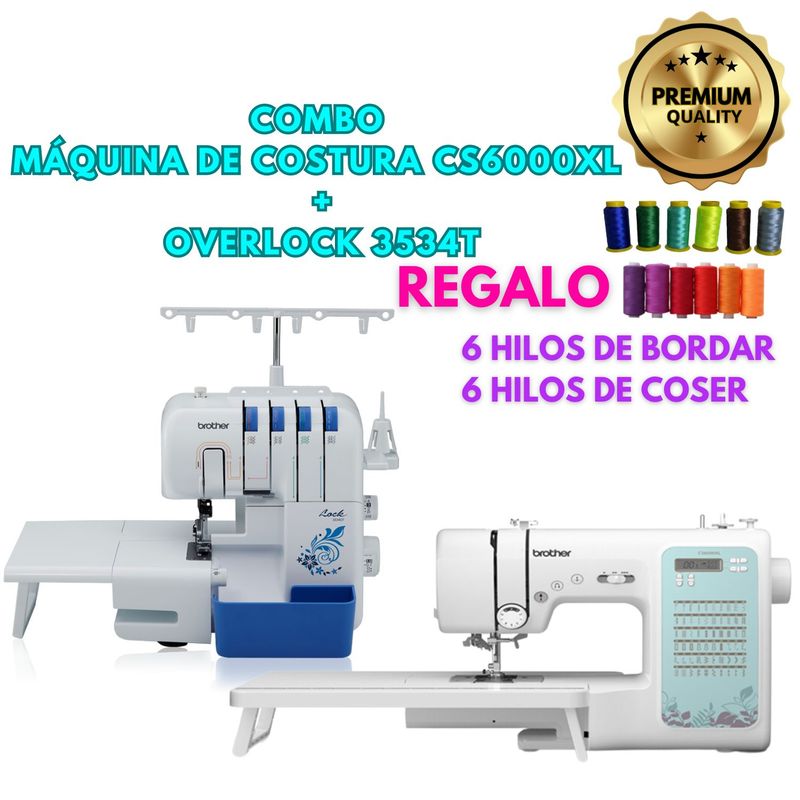 BROTHER - Máquina Coser Computarizada CS6000XL + Overlock 3534DT