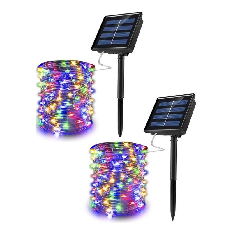 GENERICO - Set de 2 Luces de Terraza LED Solares de 12 M con 100 Luces