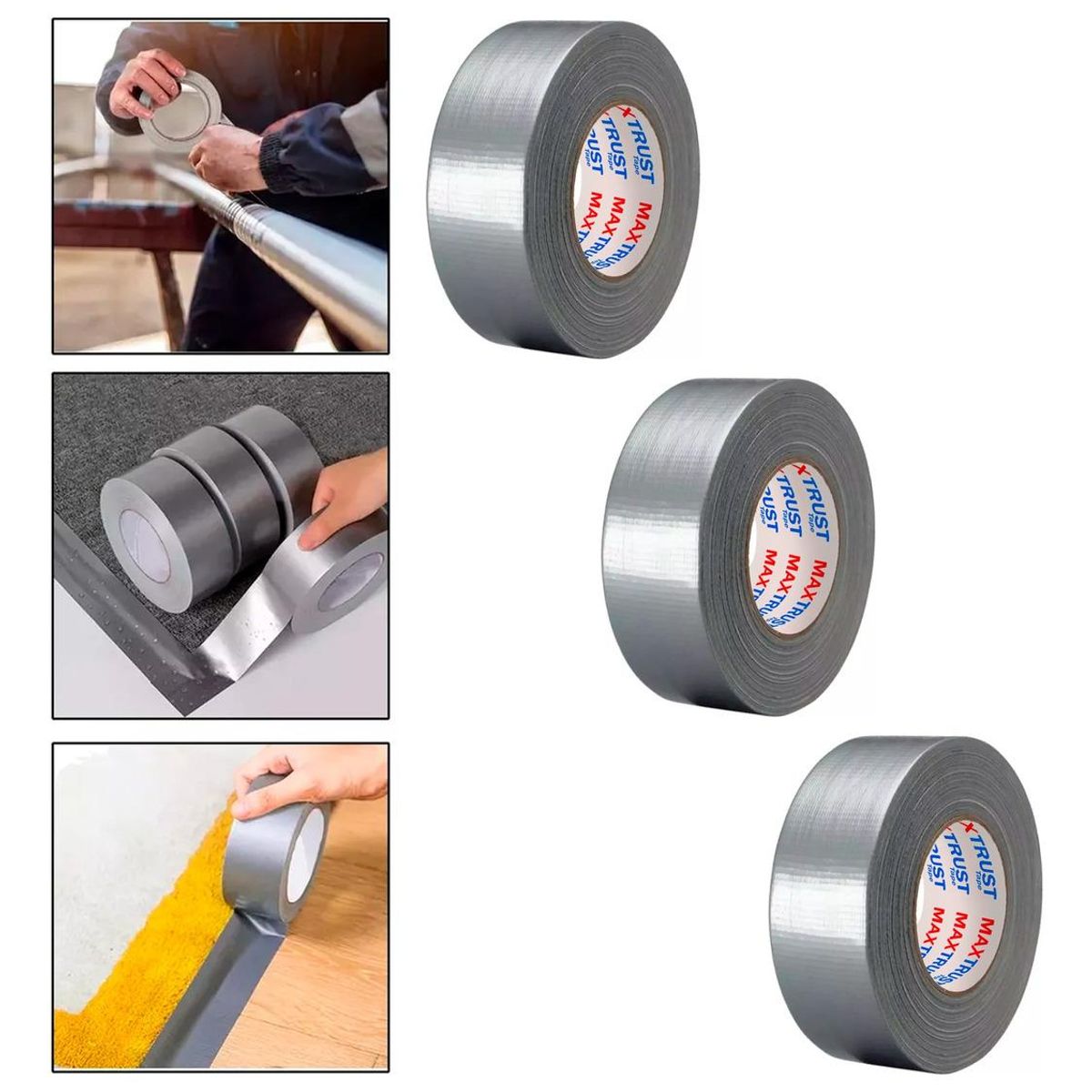 GENERICO - Pack de 3 Cintas Adhesivas Multiuso Duck Tape 5cm x 50m