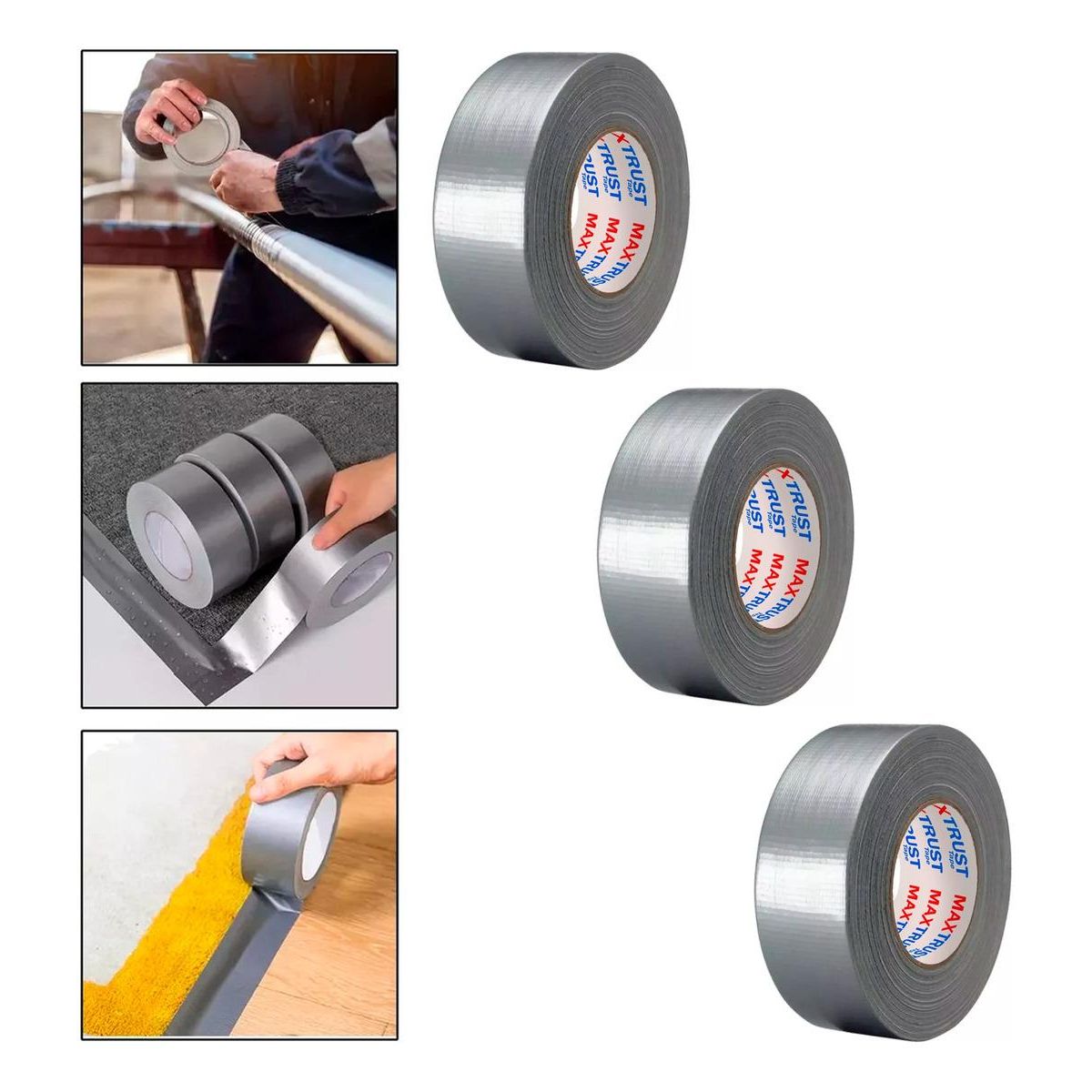 GENERICO - Pack de 3 Cintas Adhesivas Multiuso Duck Tape 5cm x 50m