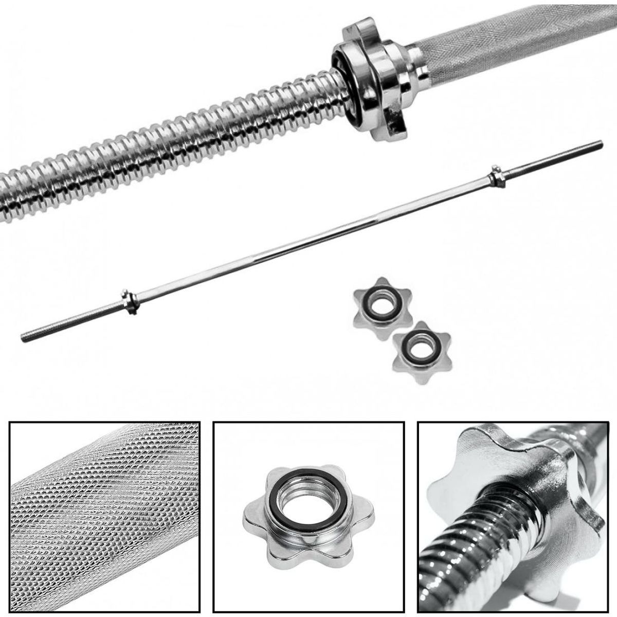 GENERICO - Barra Preolímpica 120m de Acero Cromado para Gimnasio