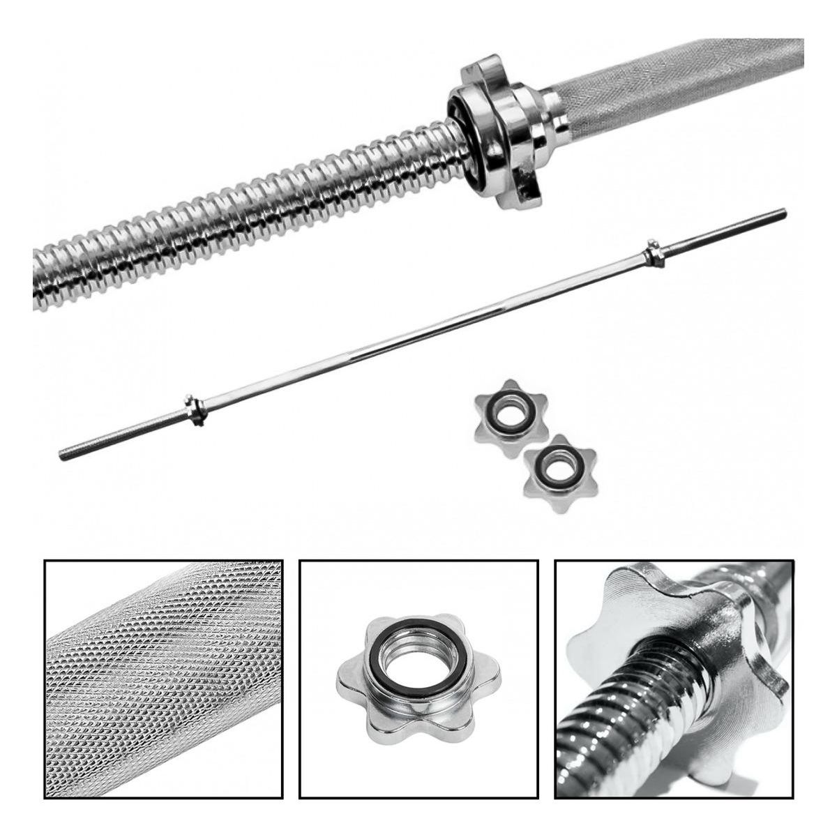 GENERICO - Barra Preolímpica 120m de Acero Cromado para Gimnasio