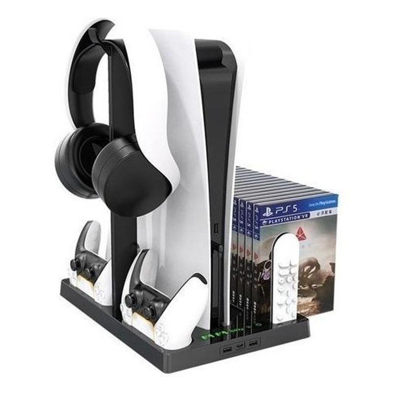 GENERICO - Soporte Multifuncional para PS5 con Ventilador y Carga Dualsense.