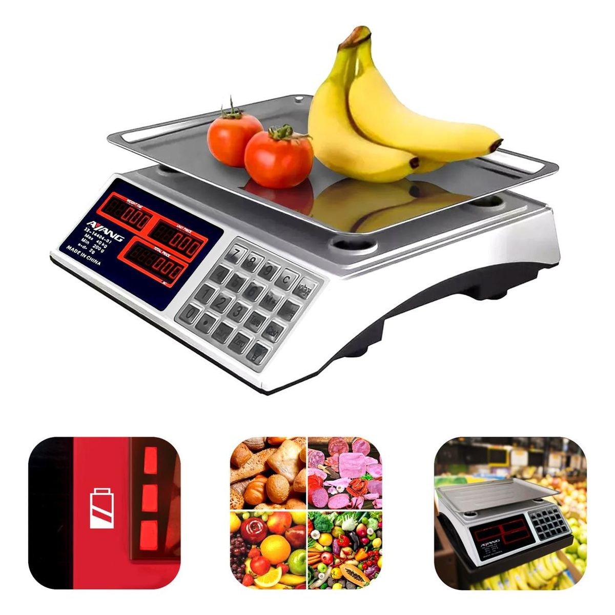 GENERICO - Balanza Electrónica Recargable 40kg con Pantalla LED