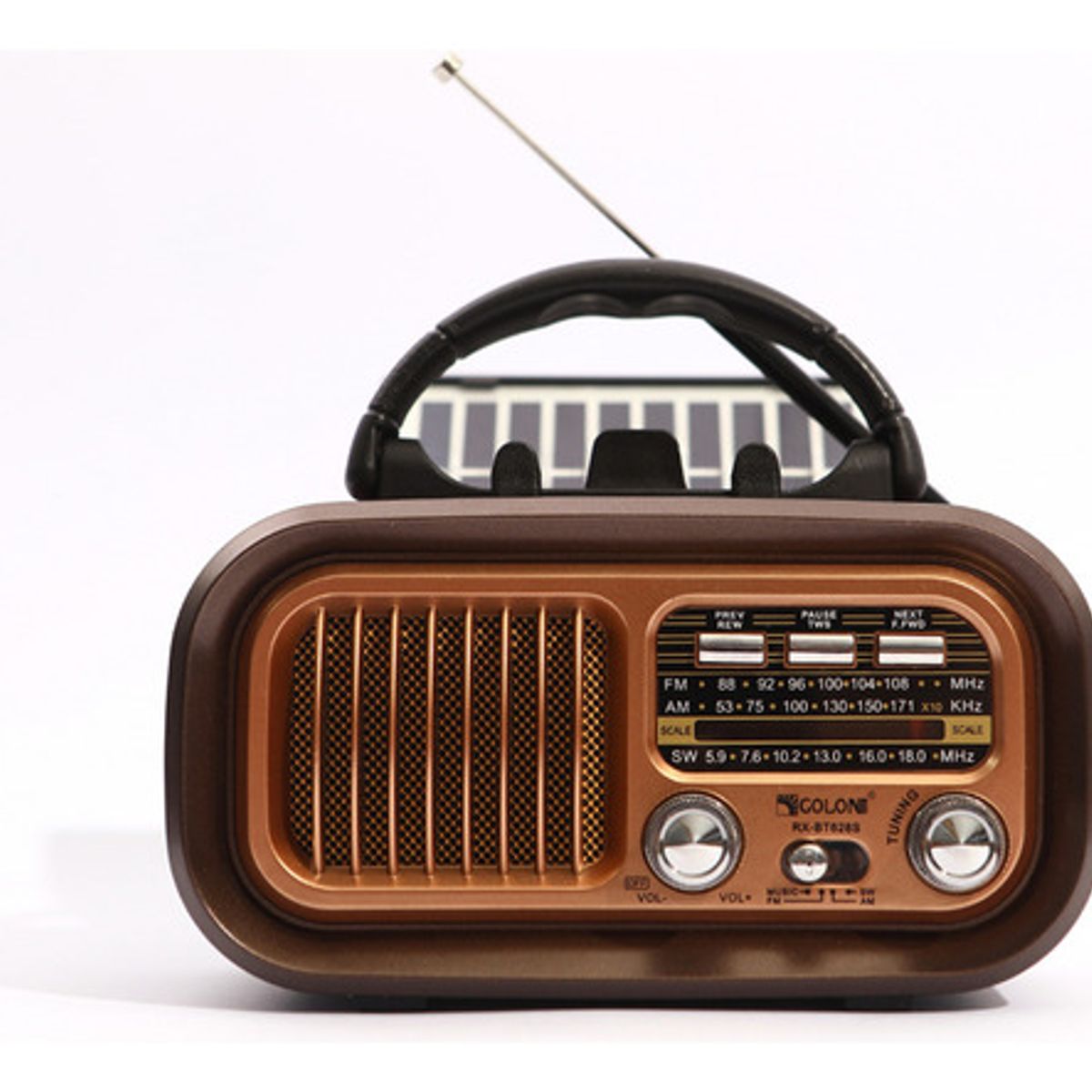 GENERICO - Radio Bluetooth Multifunción Portátil Solar Vintage