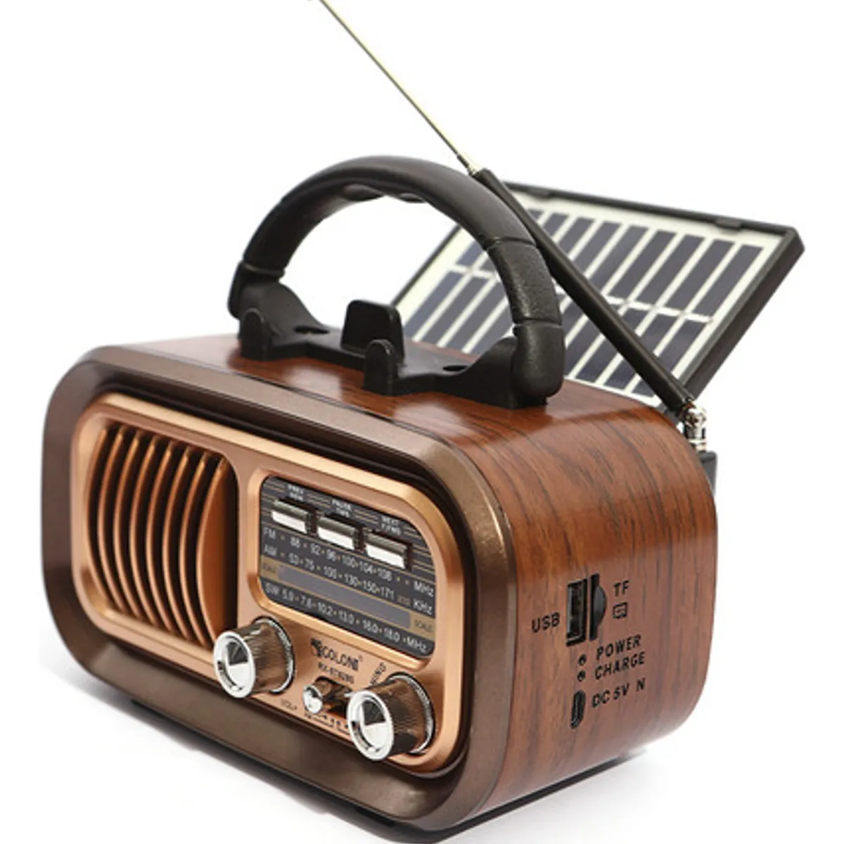 GENERICO - Radio Bluetooth Multifunción Portátil Solar Vintage