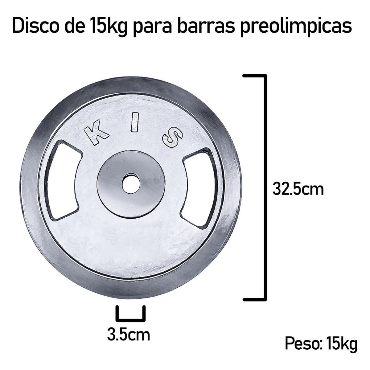 GENERICO - Disco Preolímpico de 15kg Cromado con Agarres