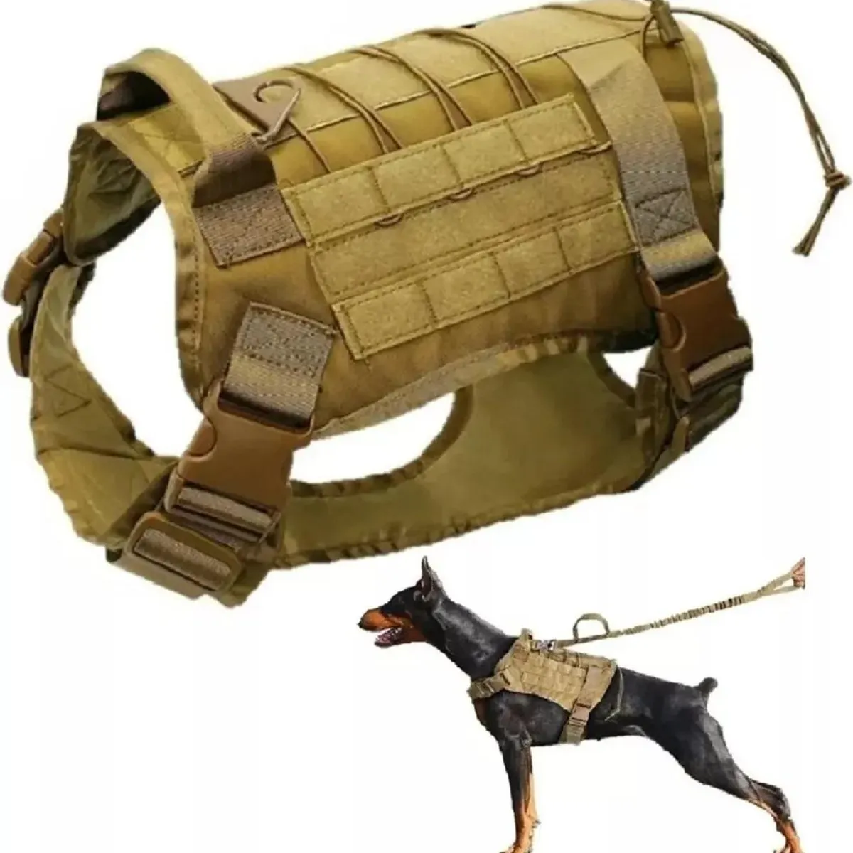 GENERICO - Arnés Táctico de Nylon para Perros Grandes Cómodo y Durable