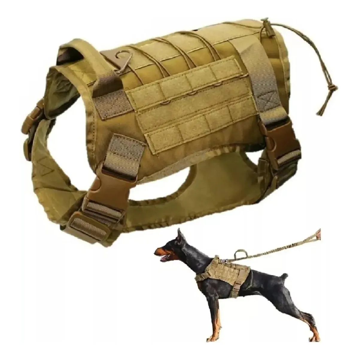GENERICO - Arnés Táctico de Nylon para Perros Grandes Cómodo y Durable