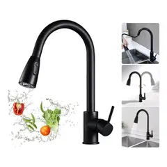 GENERICO - Grifo Monomando de Cocina con Manguera Flexible en Negro