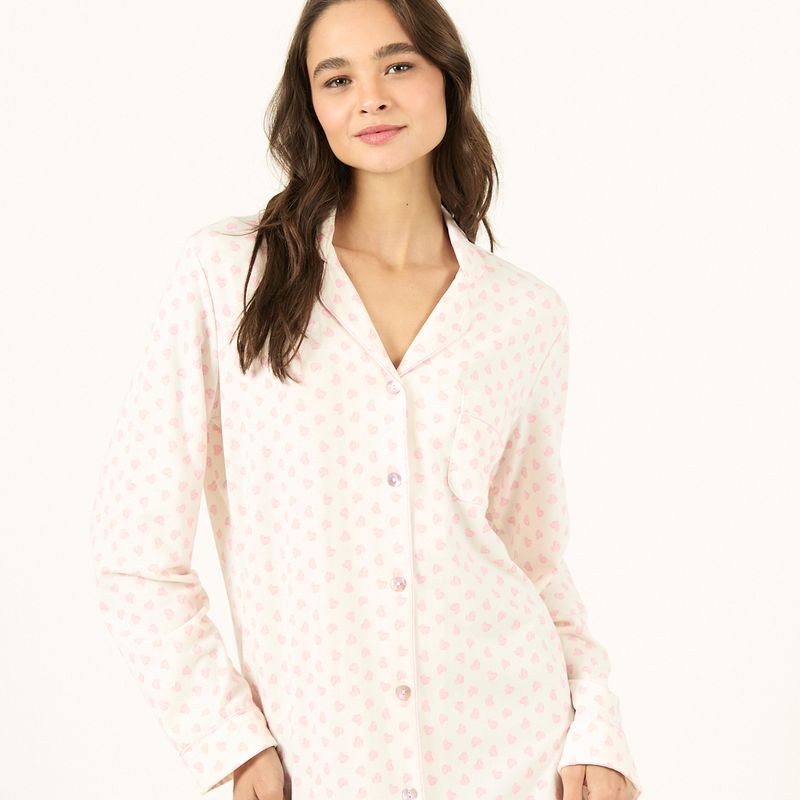 BARBIZON - Camisa de Dormir Bruna Blanco Estampado