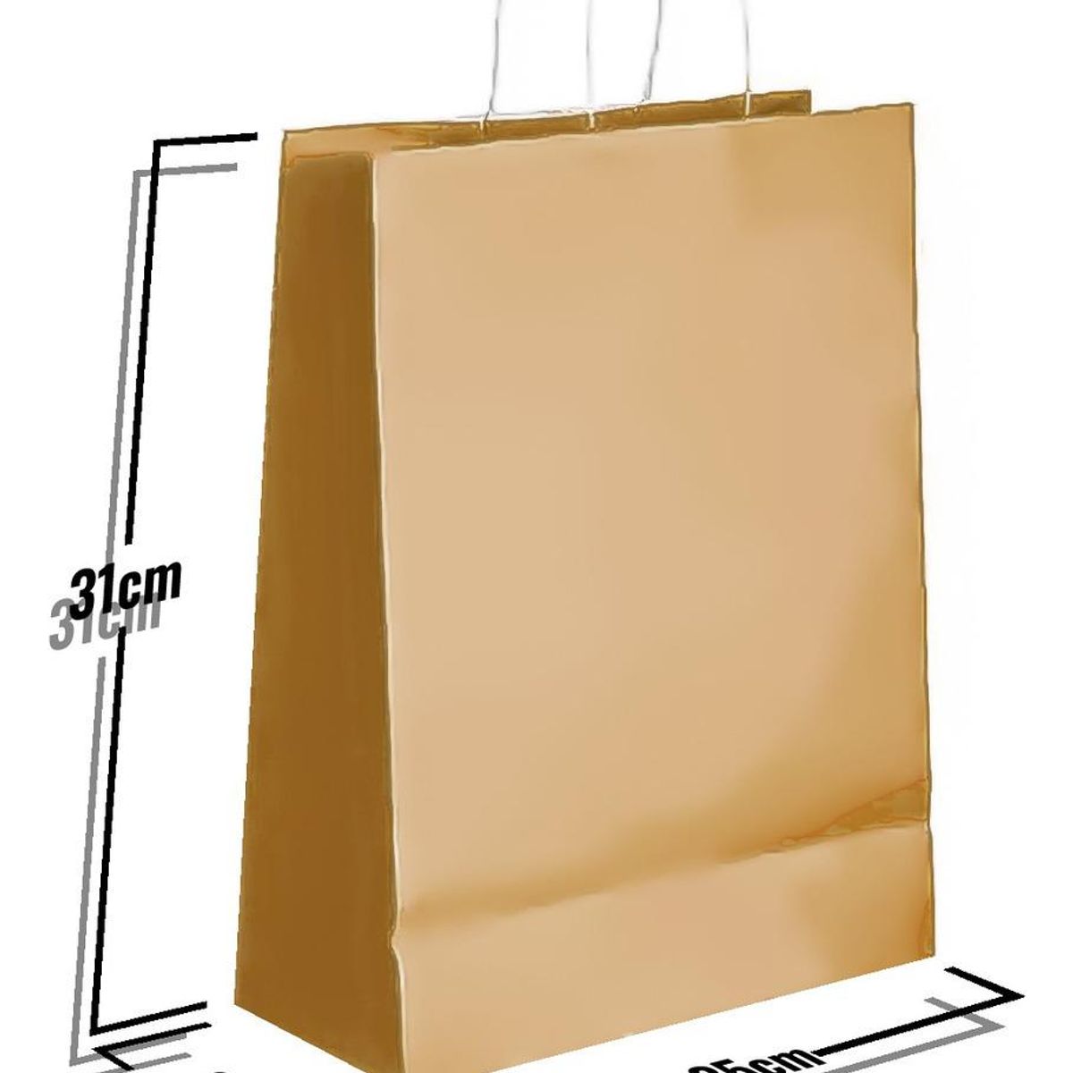 GENERICO - Pack de 12 Bolsas de Papel Kraft con Asa 31x25x11 cm