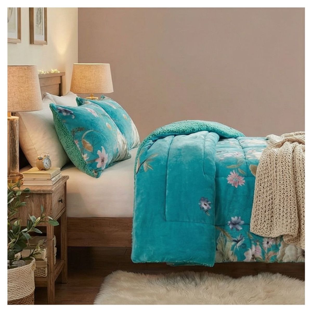 GENERICO - Cobertor Chiporro Invierno King - Celeste Flores M85