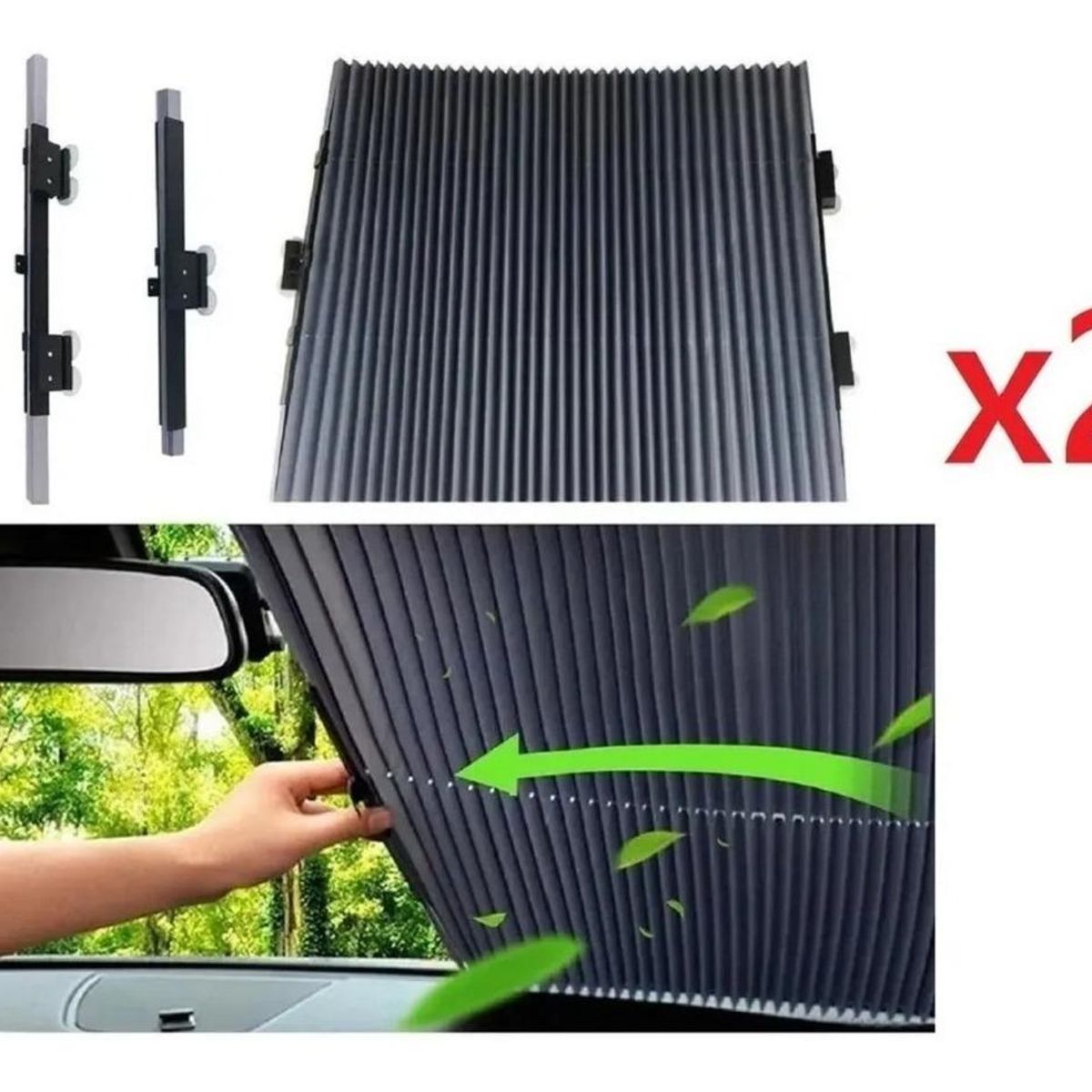 GENERICO - Cortinas Retráctiles para Auto 130x70 cm - Protección Solar