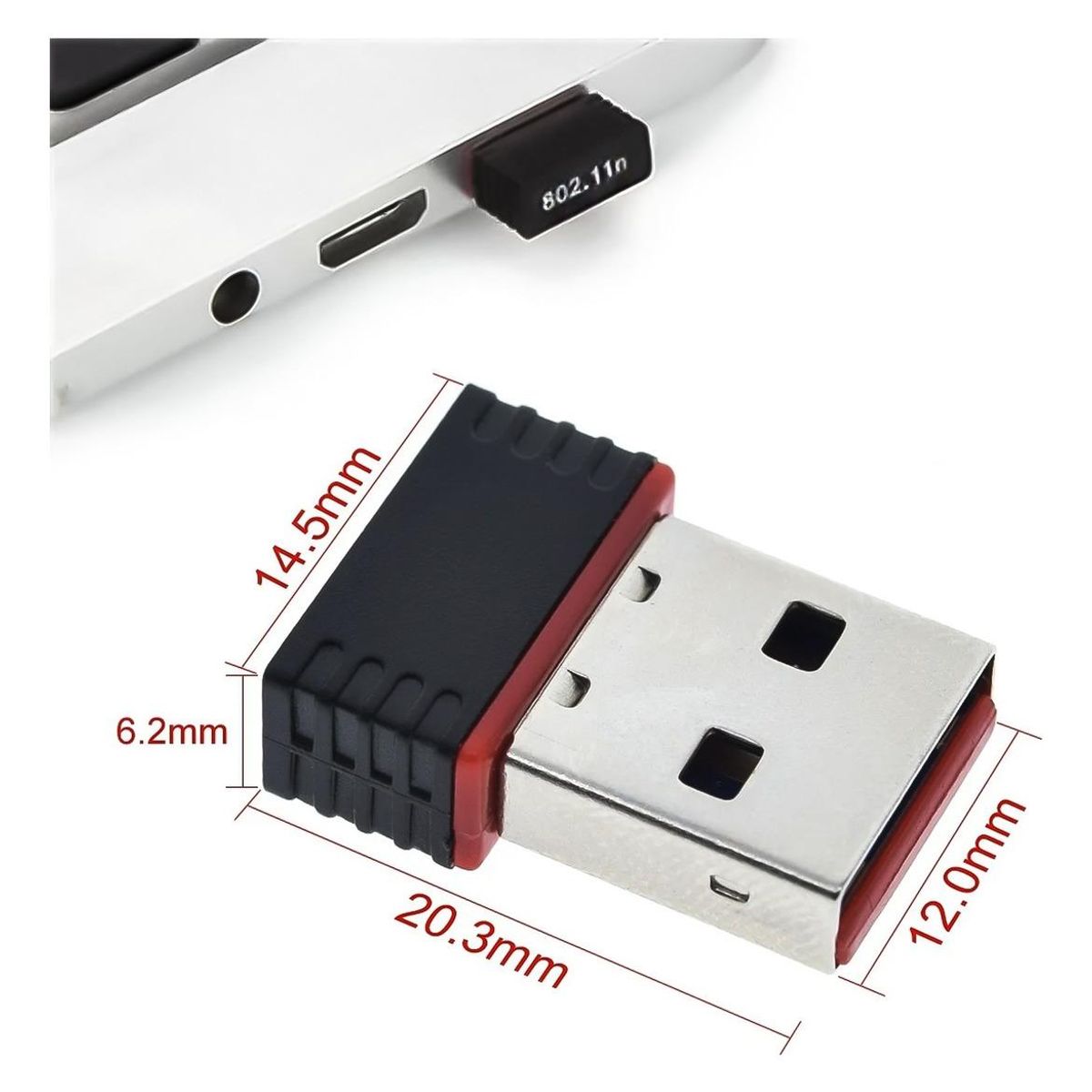 GENERICO - Adaptador Wifi USB 600Mbps 24GHz para PC y Notebook