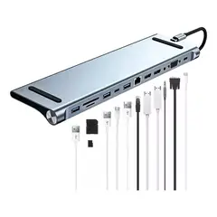 GENERICO - Hub USB Tipo C 12 en 1 para Notebook con HDMI y Ethernet