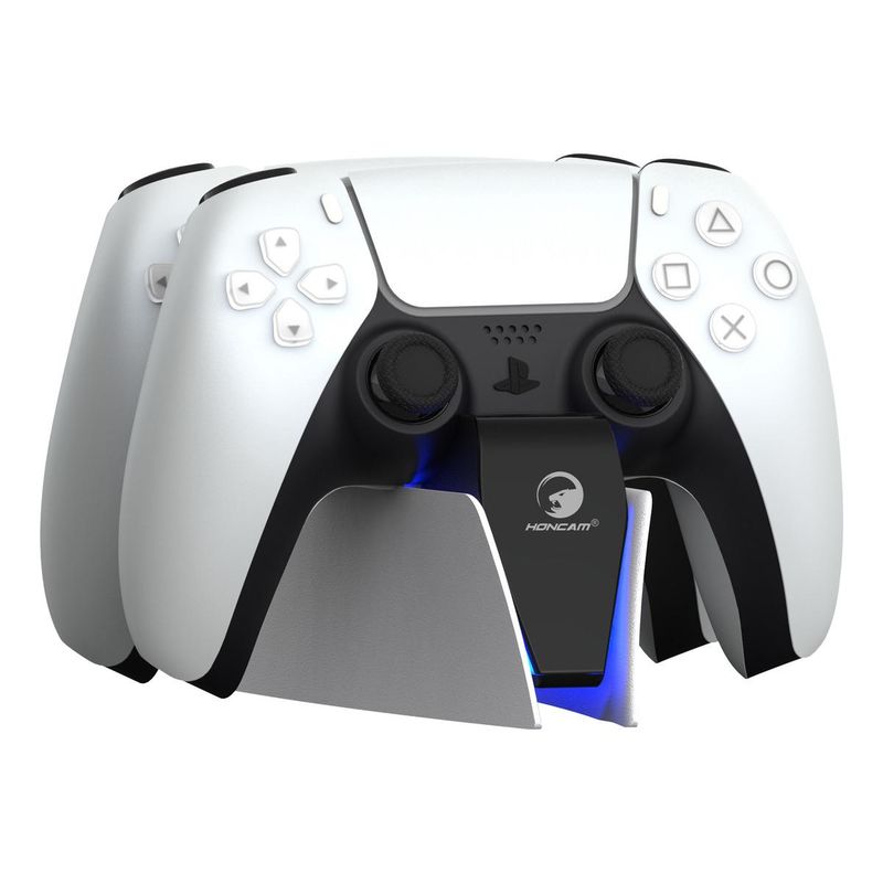 GENERICO - Base Cargador Doble para Controlador PS5 USB Tipo C Blanco.