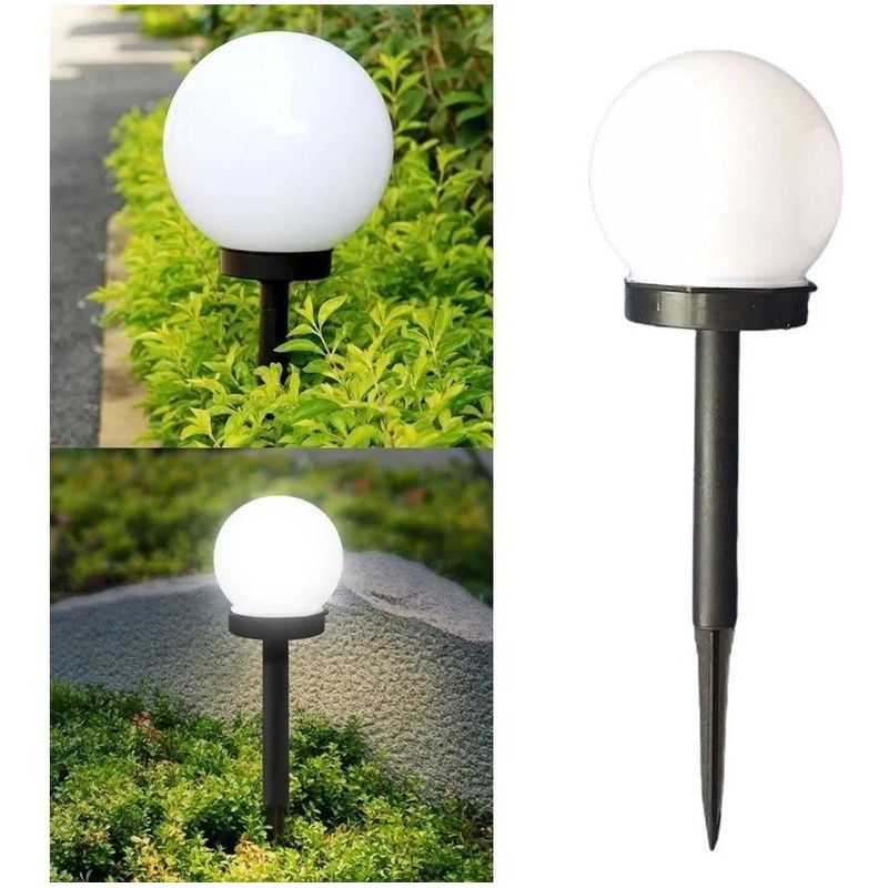 GENERICO - Pack de 3 Focos Estaca LED Solar Globo Blanco para Jardín