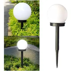 GENERICO - Pack de 3 Focos Estaca LED Solar Globo Blanco para Jardín