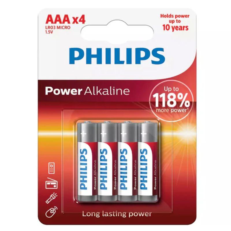 PHILIPS - Pila Philips Lr03p4b55 Alkaline Aaa 10PCS - Plateado