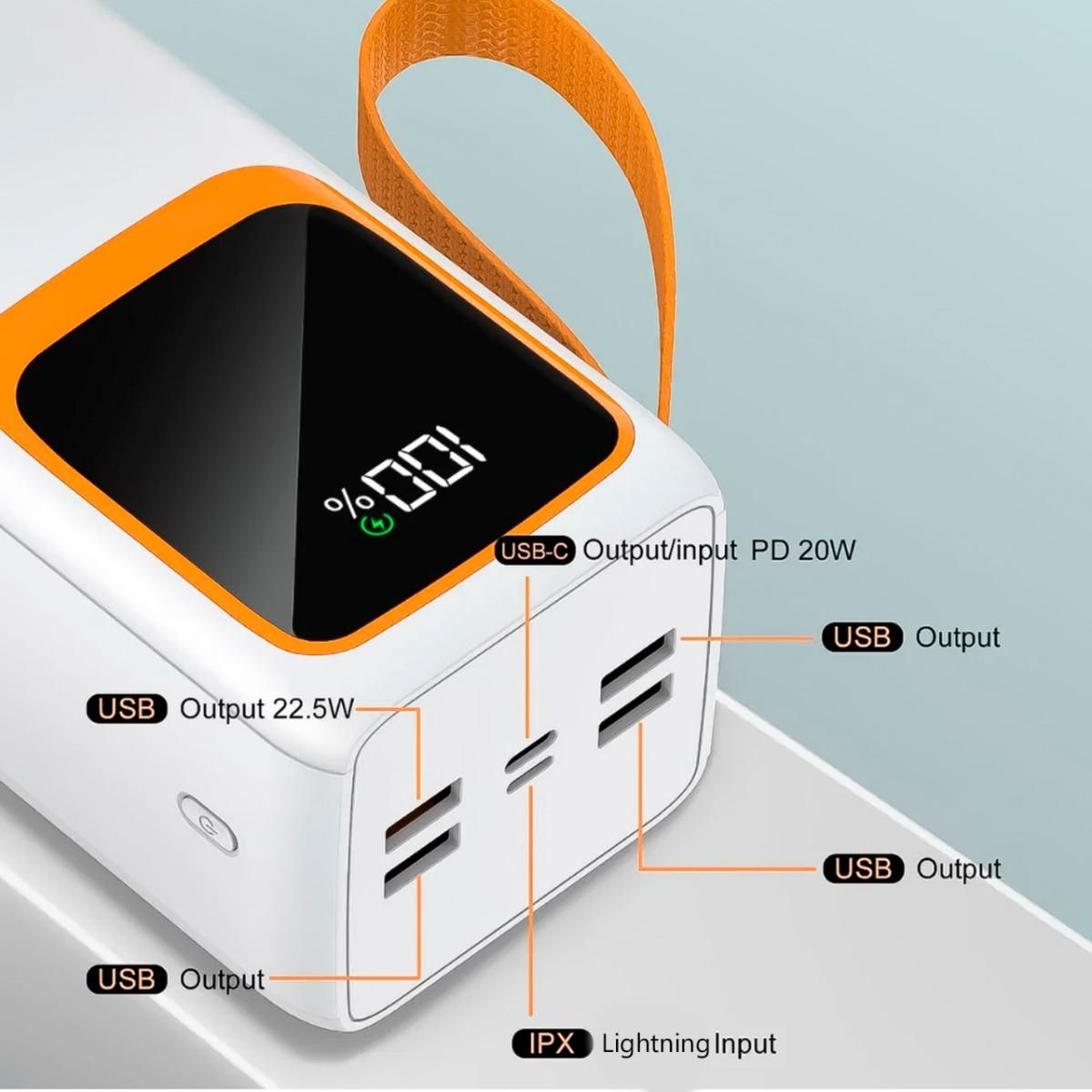 GENERICO - Powerbank Aspor A350 50000mAh Multipuerto con Pantalla LCD