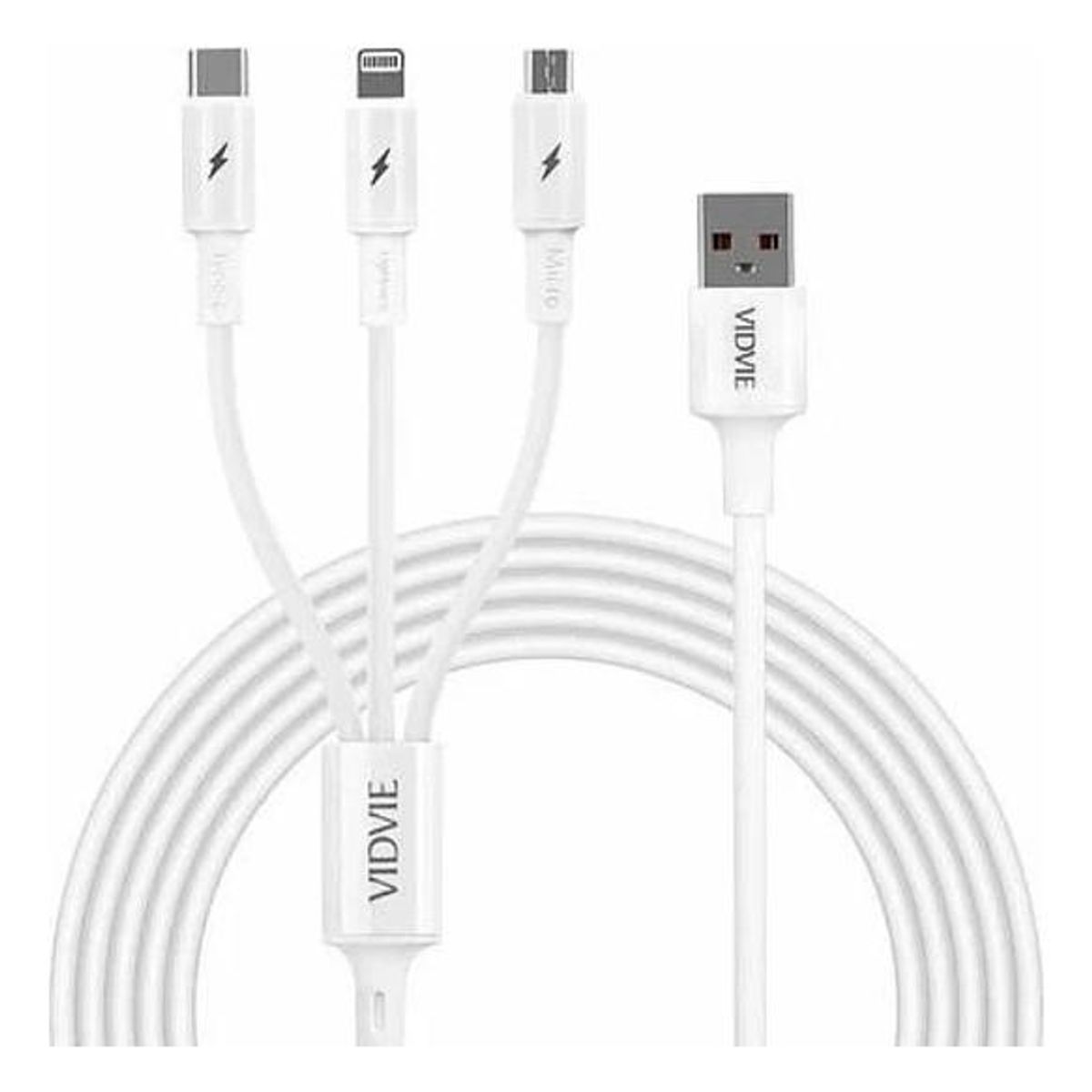 GENERICO - Cargador Triple 3 en 1 Micro Tipo C y Lighting Blanco