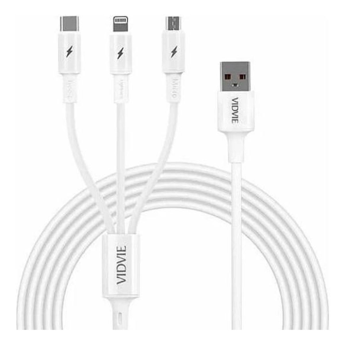 GENERICO - Cargador Triple 3 en 1 Micro Tipo C y Lighting Blanco