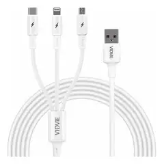 GENERICO - Cargador Triple 3 en 1 Micro Tipo C y Lighting Blanco
