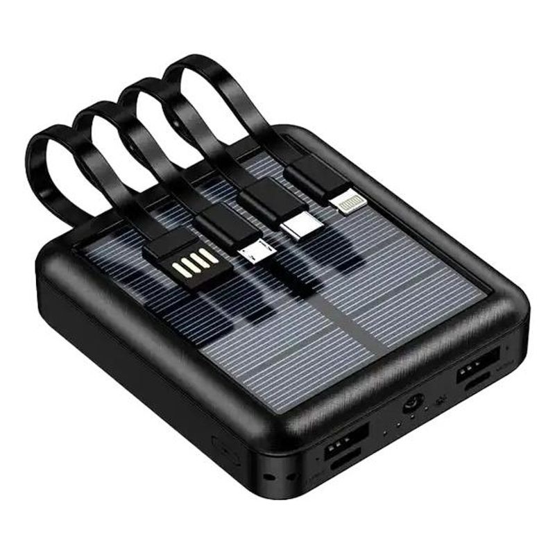 GENERICO - Cargador Solar Portátil 10000 mAh 4 En 1 con Luz LED