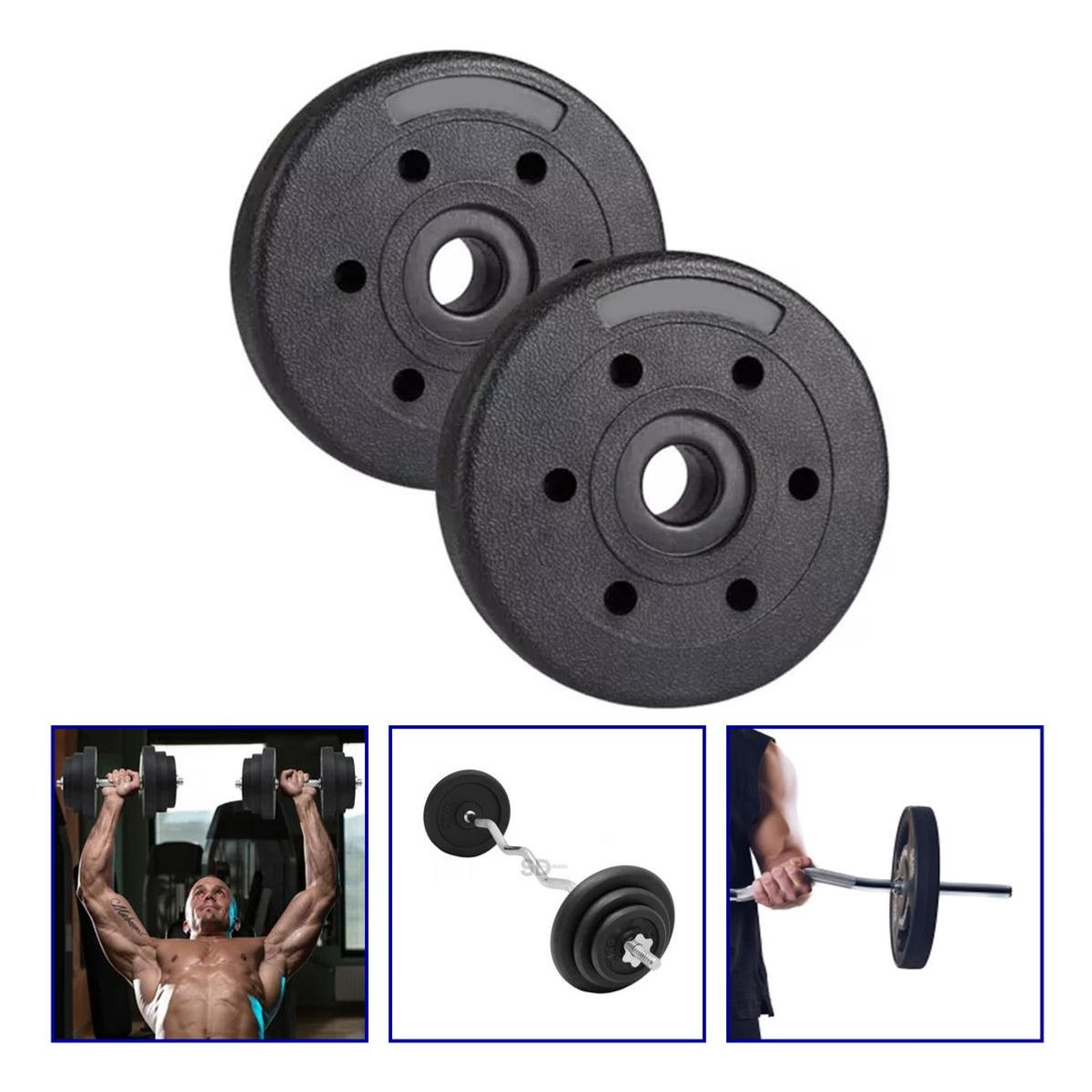 GENERICO - Set de 2 Discos PVC para Pesas de 2.5kg cada uno