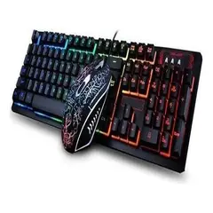GENERICO - Teclado y Mouse Gamer Ergonómico con Luces RGB