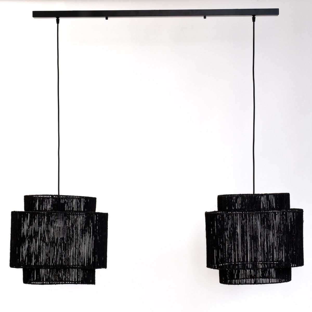 DISEÑO 3 - LÁMPARA DE COLGAR DOBLE COLGAR 3P YUTE NEGRA