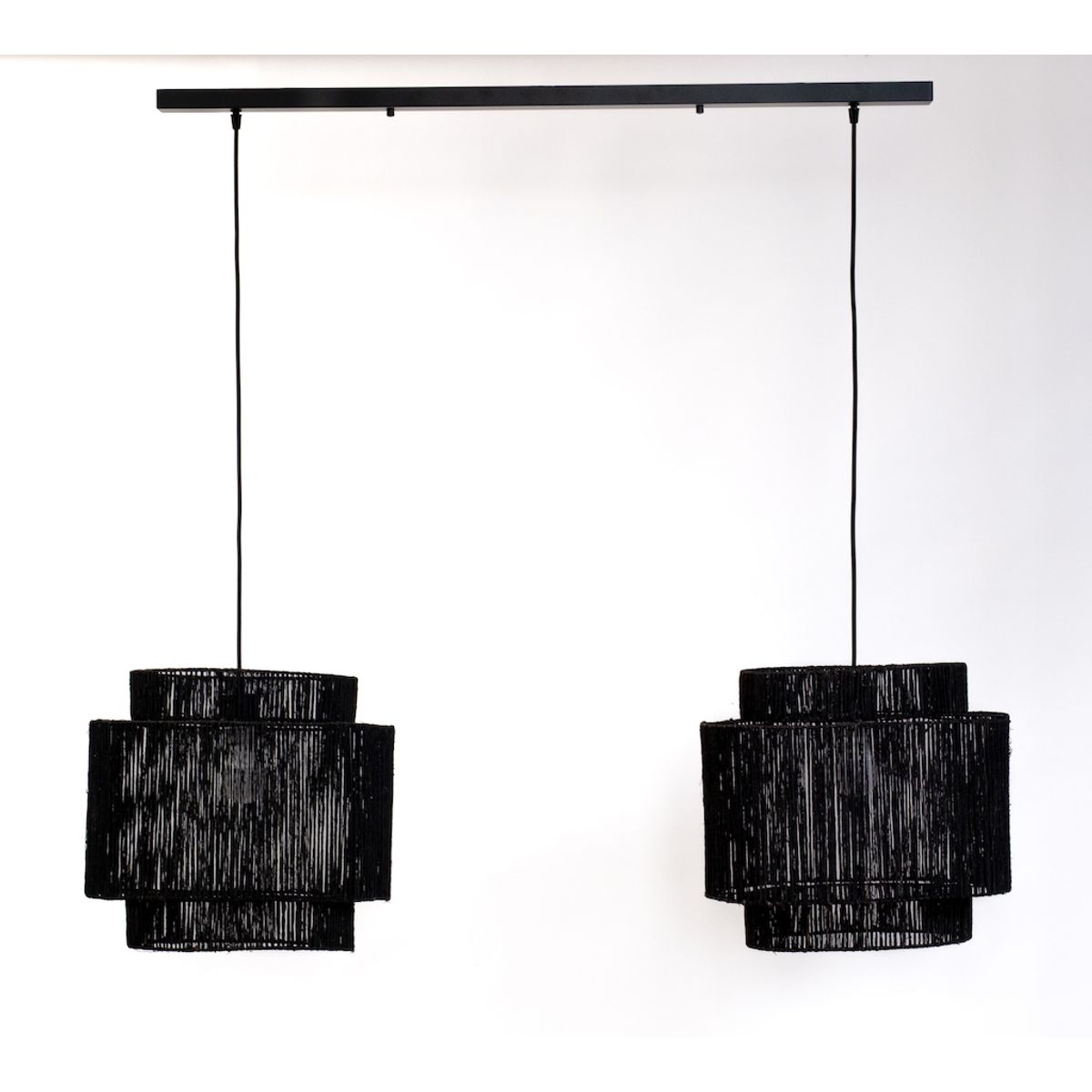 DISEÑO 3 - LÁMPARA DE COLGAR DOBLE COLGAR 3P YUTE NEGRA