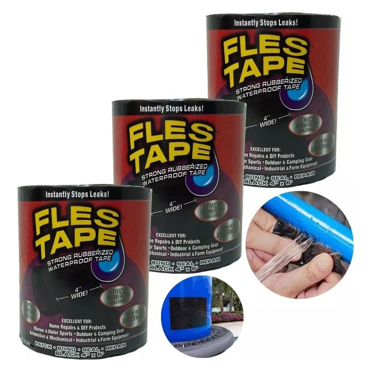 GENERICO - Cinta Adhesiva Fles Tape 4 Pulgadas - Resistente al Agua 1.5m