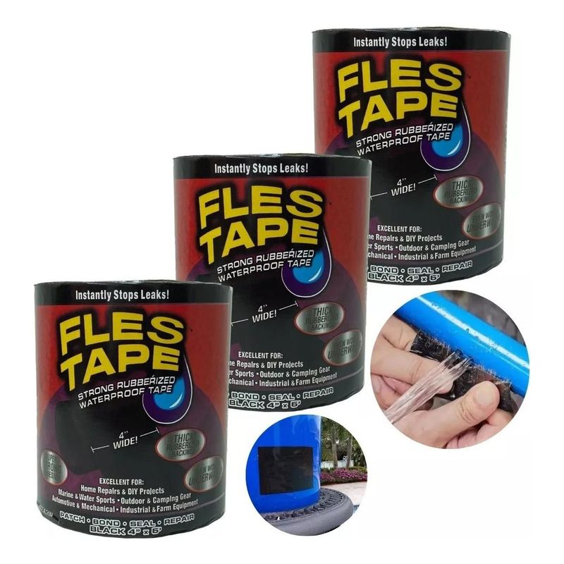 GENERICO - Cinta Adhesiva Fles Tape 4 Pulgadas - Resistente al Agua 15m