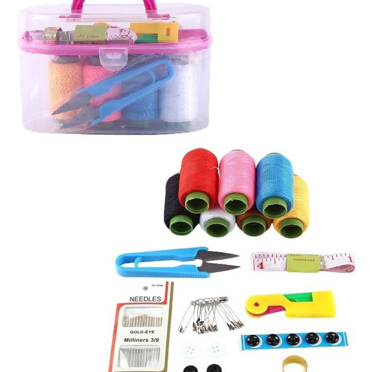 GENERICO - Set de Costura Completo con Agujas Hilos y Tijeras