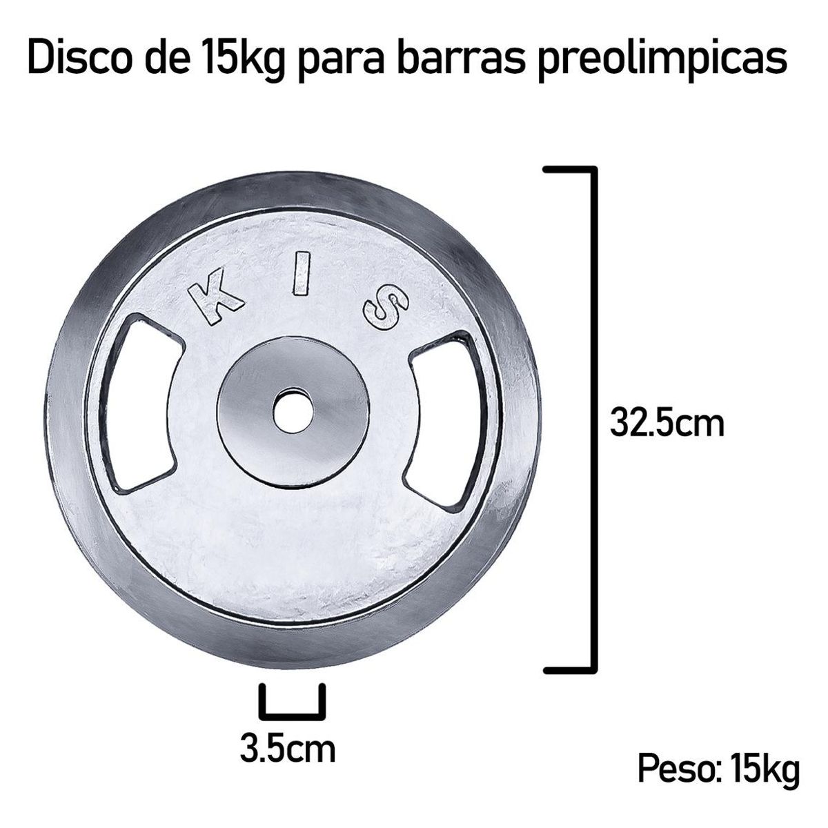 GENERICO - Pack de 2 Discos Preolímpicos de 15kg Cromados con Agarre