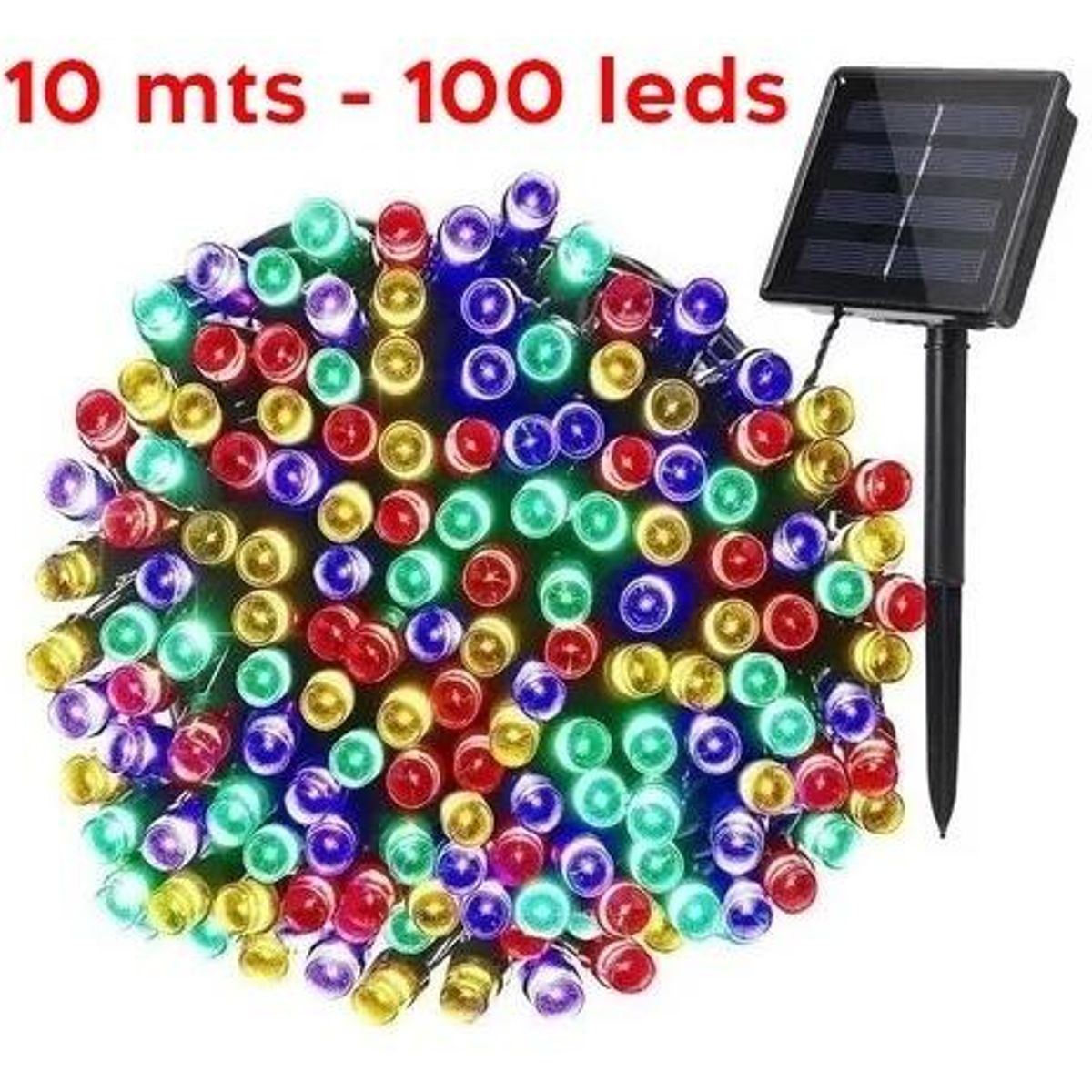 GENERICO - Guirnalda Solar de 100 LEDs Multicolor 10 Metros