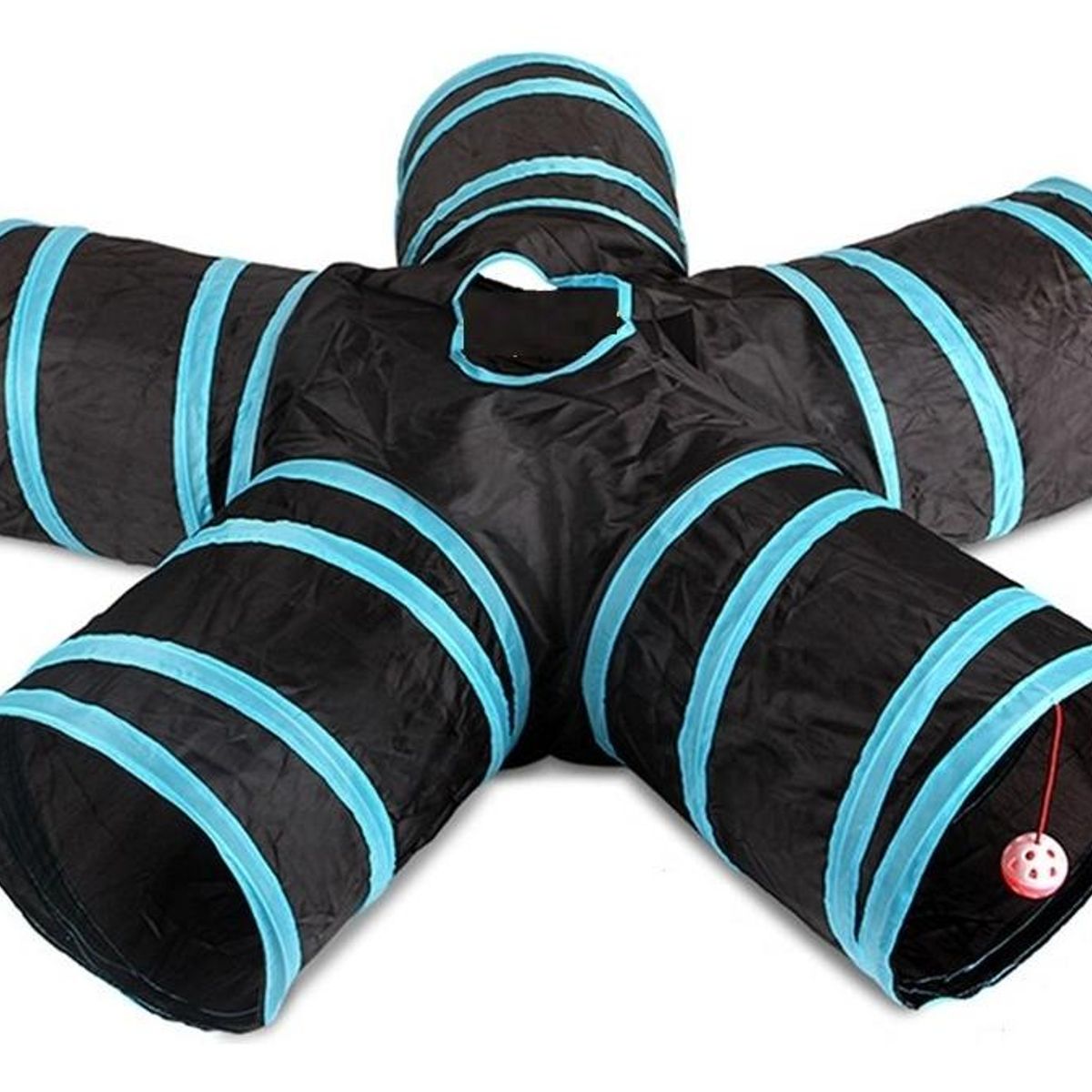 GENERICO - Túnel Plegable para Gatos con 5 Salidas - Color NegroAzul