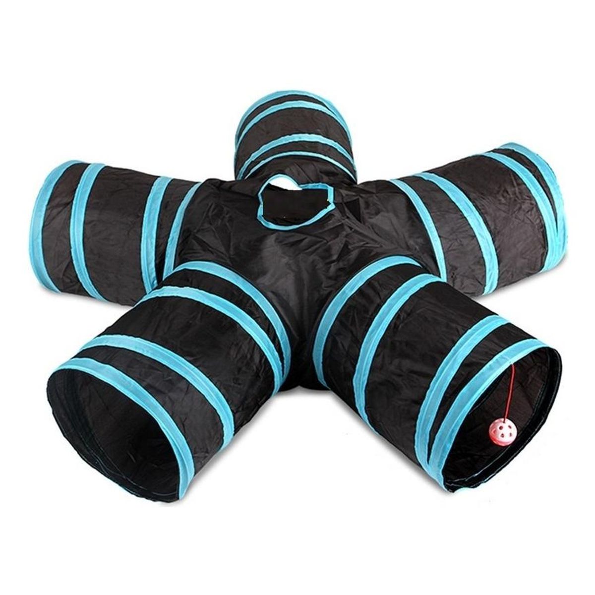 GENERICO - Túnel Plegable para Gatos con 5 Salidas - Color NegroAzul