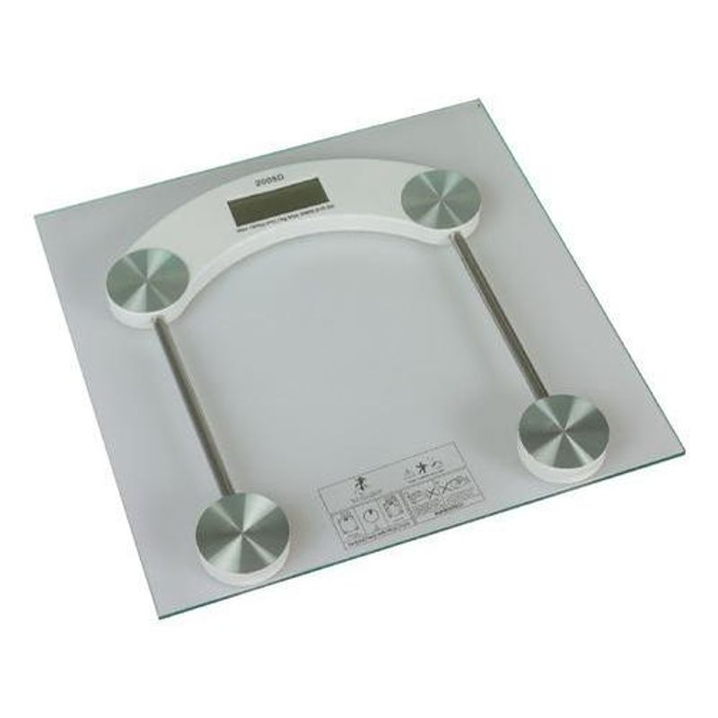 GENERICO - Báscula Digital Corporal de Cristal con Pantalla LCD Gris.-