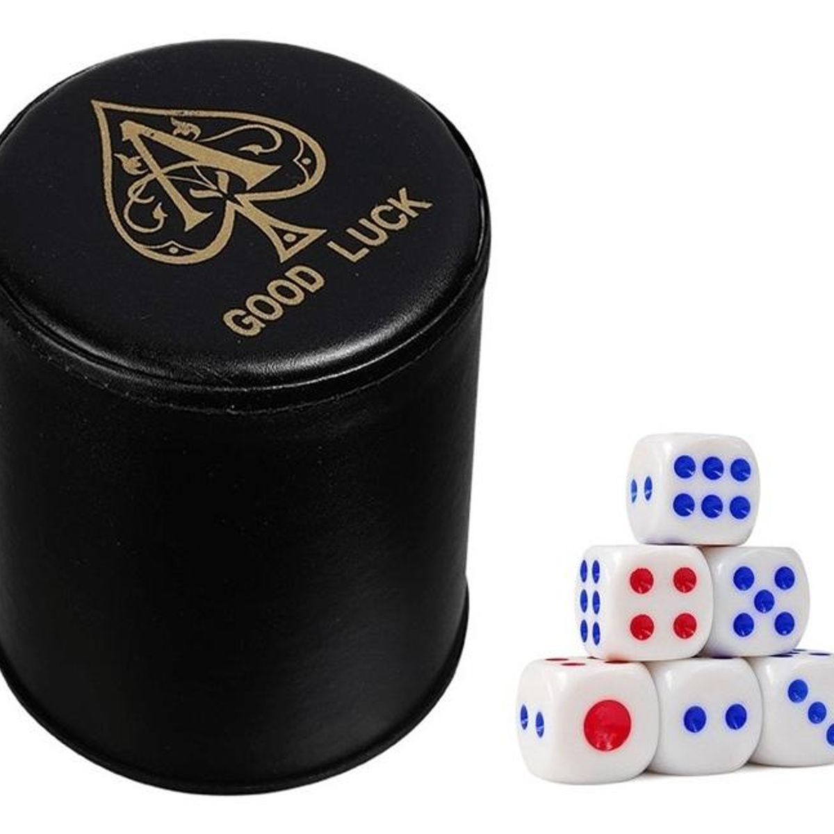 GENERICO - Juego de Cachos en Eco Cuero Negro con Dados